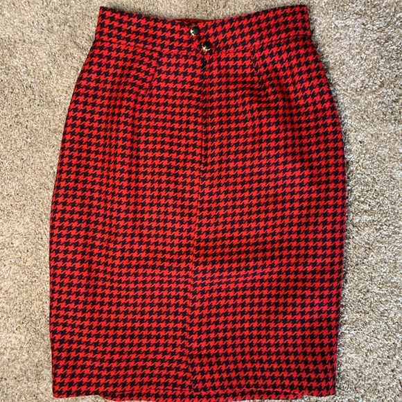 Vintage Wool Houndstooth Pencil Skirt - Picture 5 of 7